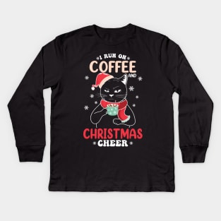 I RUN ON COFFEE AND CHRISTMAS CHEER Kids Long Sleeve T-Shirt